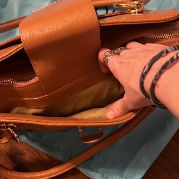 Antonio Melani Brown Leather Gold hardware double handle purse - Picture 7 of 16